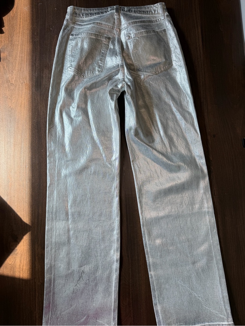 Abercrombie & Fitch Metallic Silver Jeans Size 27 LONG - Picture 4 of 5